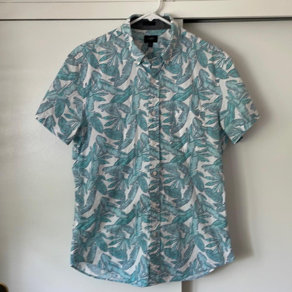 J. Crew Factory Mens Short Sleeve Palm Leaf Shirt